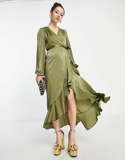 Woman in pea green dress